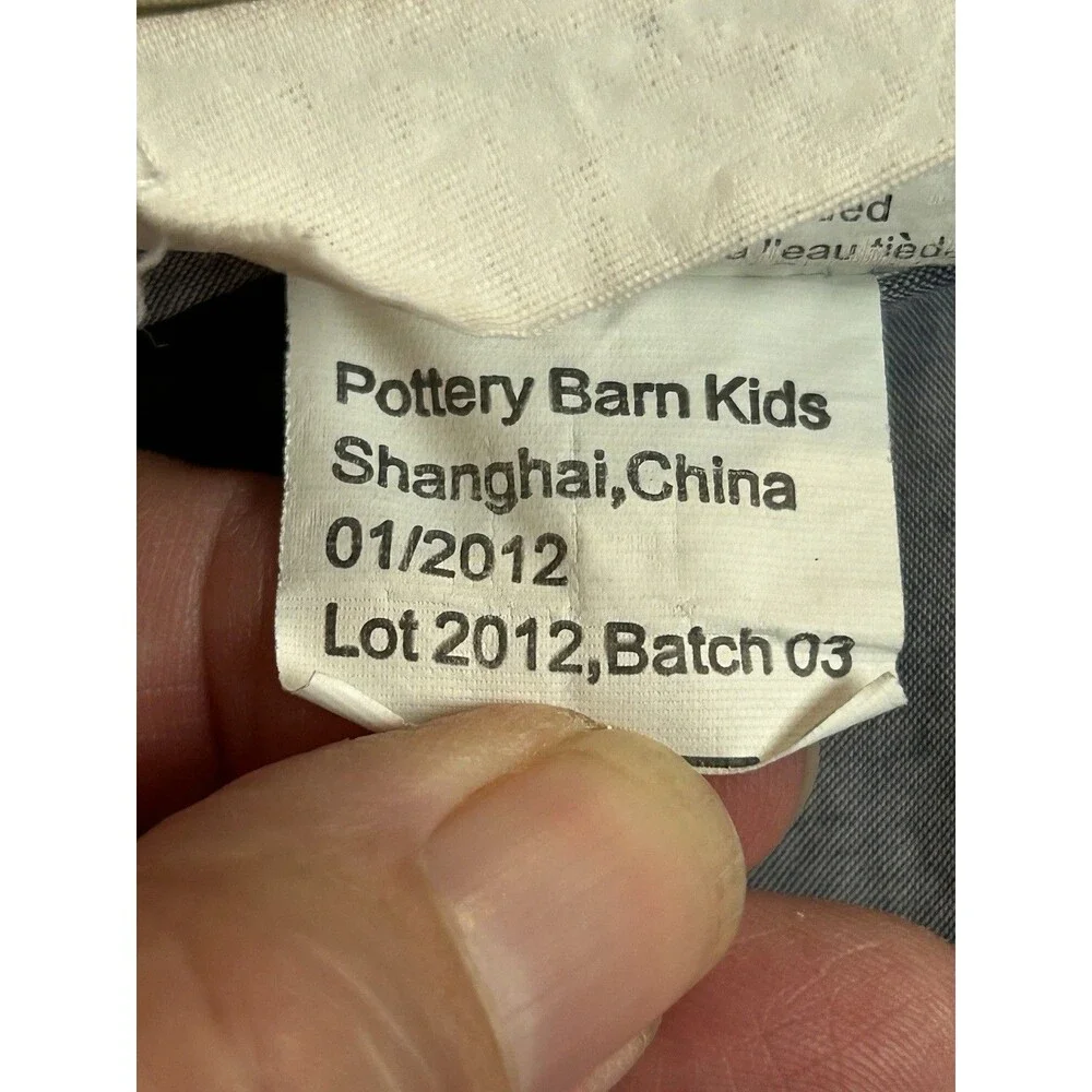 Pottery Barn Standard Pillow Sham Kids Baseball Quilted Red Blue Chambray Brown